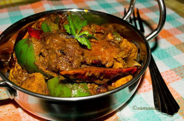 Kadai Chicken is an easy to cook spicy Indian side dish with chicken and capsicum