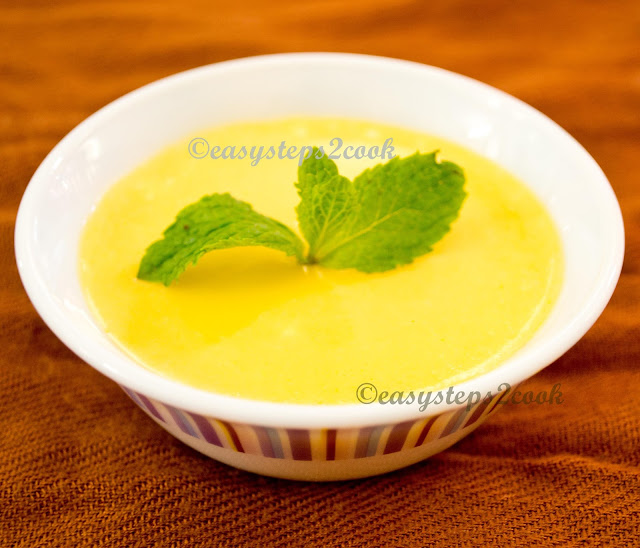 mishti doi or baked yogurt with mango