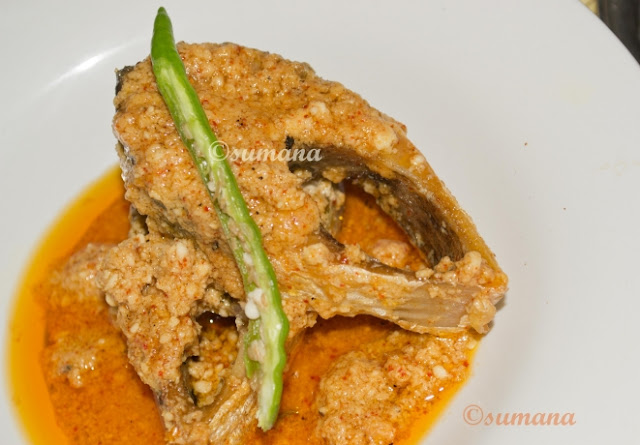 Bengali fish hilsa cooked in mustard oil and curd