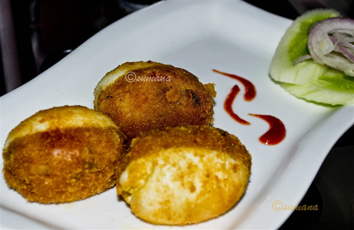 Bengali egg devil or dimer chop with smashed potato