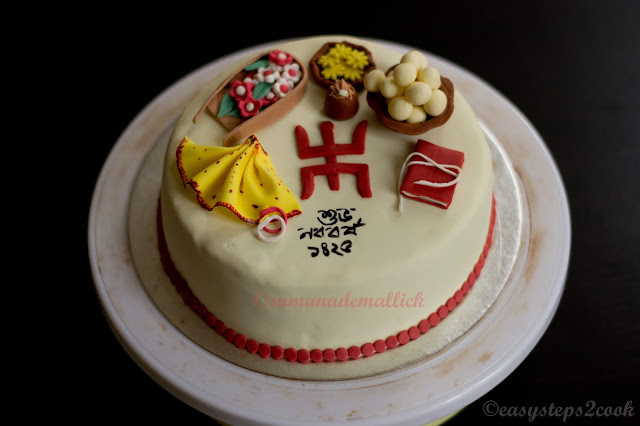 Nabo borsho themed cake art with fondant